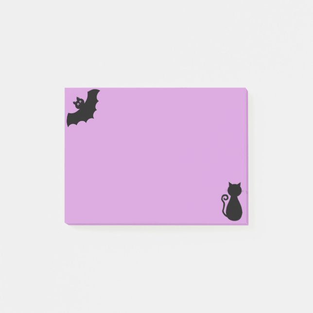 Post-it® Chat d'Halloween et chat noir sur violet (Devant)