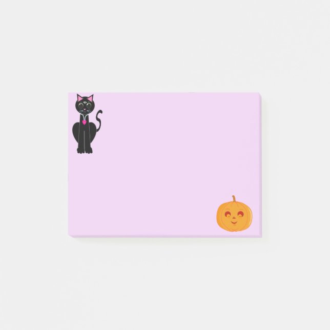 Post-it® Chat d'Halloween et Citrouille (Devant)