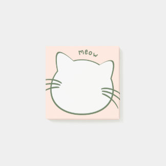 Post-it® Chat en forme vert jaune mignon Meow