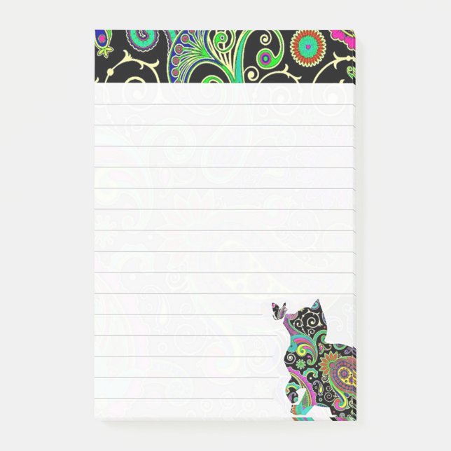 Post-it® Chat et papillon paisley (Devant)