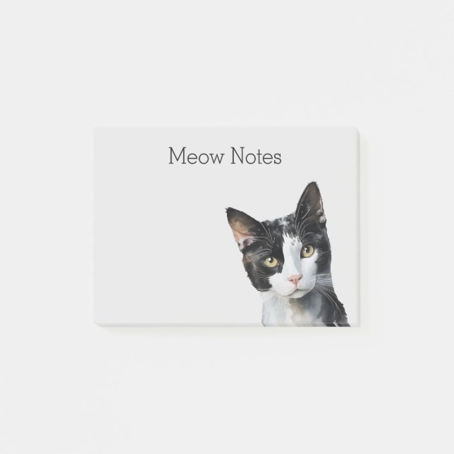 Post-it® Chat Kitty blanc gris noir (Devant)