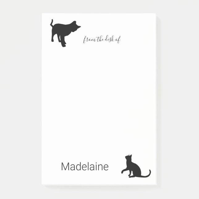 Post-it® Chat noir blanc personnel amoureux des animaux (Devant)