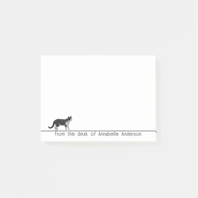 Post-it® Chat noir et blanc Personnaliser les notes (Devant)