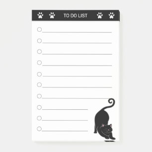 Post-it® Chat noir mignon sur notes post-it noir et blanc
