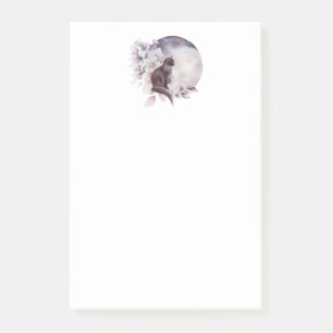 Post-it® Chat noir par une Pleine lune magique