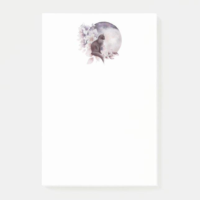 Post-it® Chat noir par une Pleine lune magique (Devant)