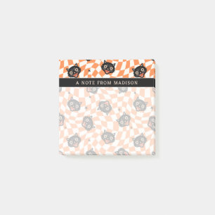 Post-it® Chat noir rétro Motif chèque orange