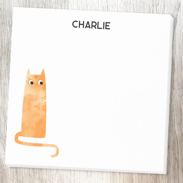 Post-it® Chat orange personnalisé (Orange Ginger Cat personalized custom name Post-it sticky notes)