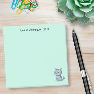 Post-it® Chat tabby gris grincheux texte personnalisé sur f