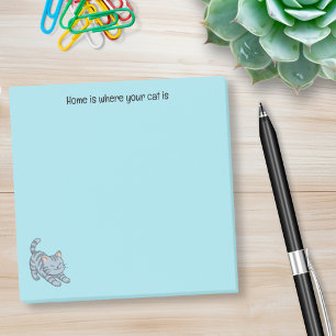Post-it® Chat tigré gris étiré Texte personnalisé bleu