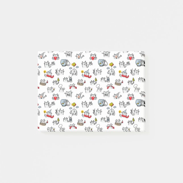 Post-it® Chats amusants, lait et magie. (Devant)