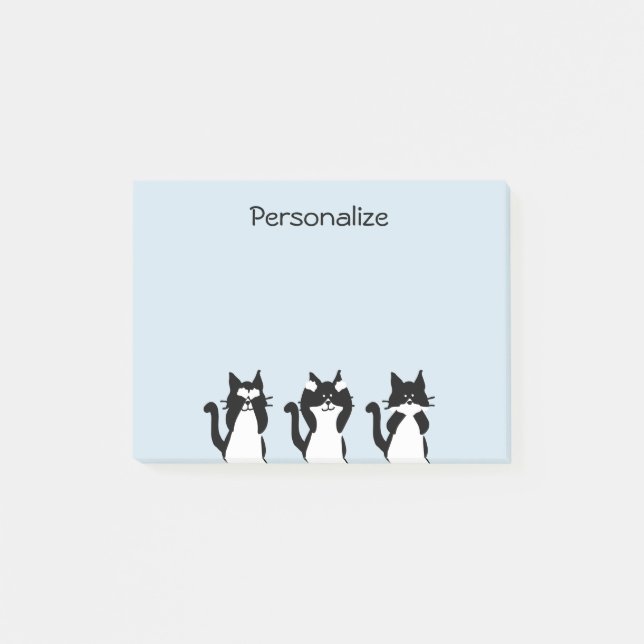 Post-it® Chats blancs noirs | Trois chatons (Devant)