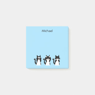 Post-it® Chats blancs noirs Trois Kitties douces Bleues
