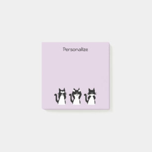 Post-it® Chats noirs et blancs   Trois sages chatons Violet
