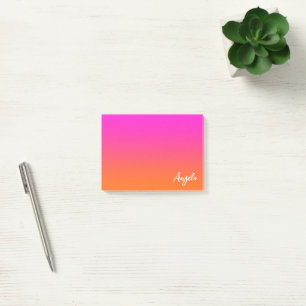 Post-it® Chaud Magenta Rose Orange Clair Ombré Nom Script