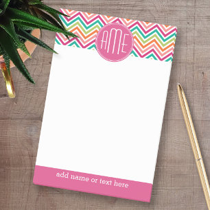Post-it® Chaud rose Turquoise Orange Chevrons Personnalisé 