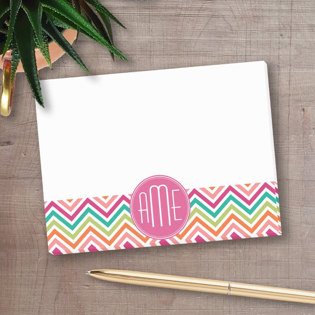 Post-it® Chaud rose Turquoise Orange Chevrons Personnalisé  (Personalized Post-it notes - add your name and other text)
