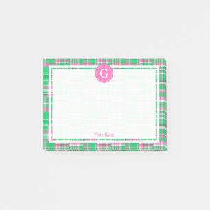 Post-it® Chaud rose vert Patchwork Madras Plaid 1IR encadré