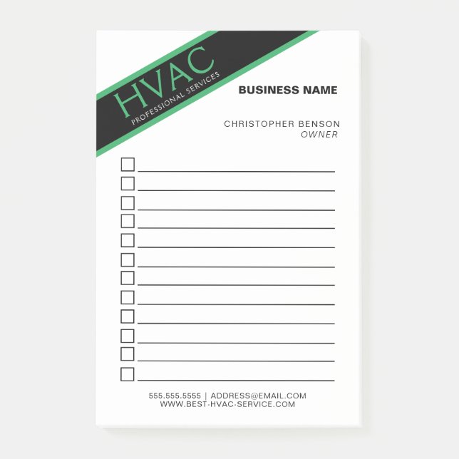 Post-it® Chauffage Refroidissement HVA Business Checlist (Devant)