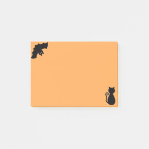Post-it® chauve-souris d'Halloween et chat noir sur orange