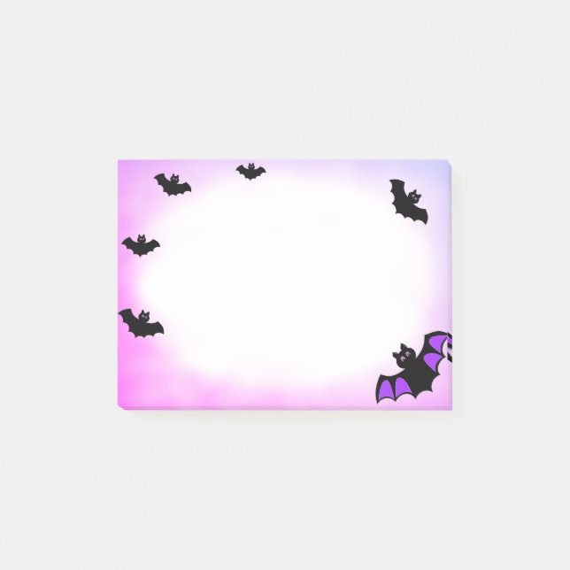 Post-it® Chauve-souris volante Halloween violet blanc (Devant)