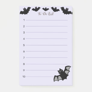 Post-it® chauves-souris volantes d'Halloween sur liste de c