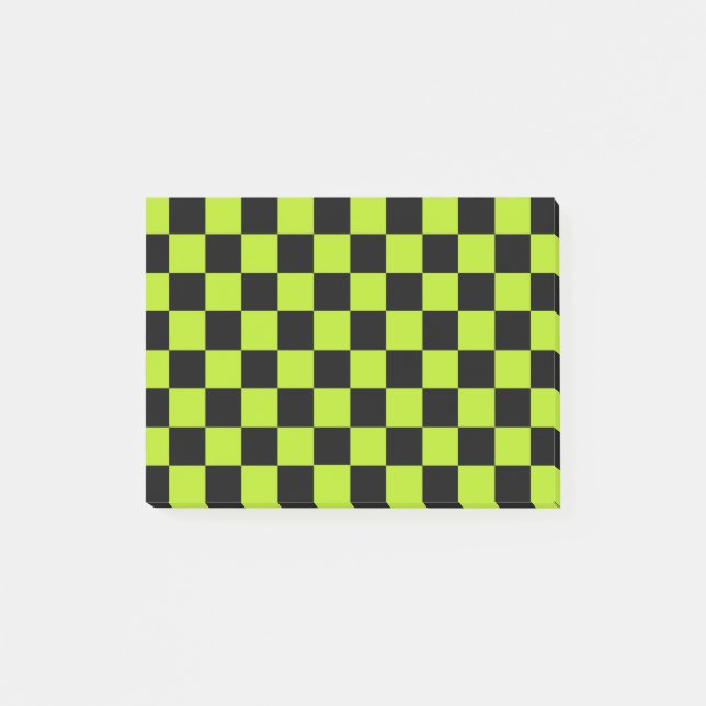 Post-it® Checkered Lime Green and Black (Devant)