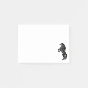 Post-it® Cheval sauvage noir dressé - Dessin noir et blanc