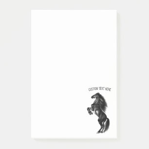 Post-it® Cheval Sauvage Noir Droit - Dessin Noir et Blanc