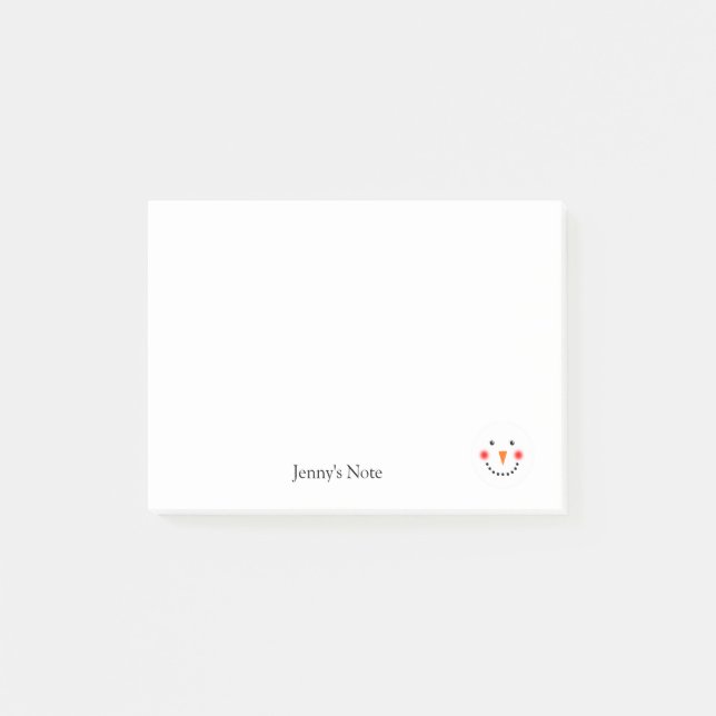 Post-it® Cheveux Snowman Nom personnalisé Vacances d'hiver (Devant)