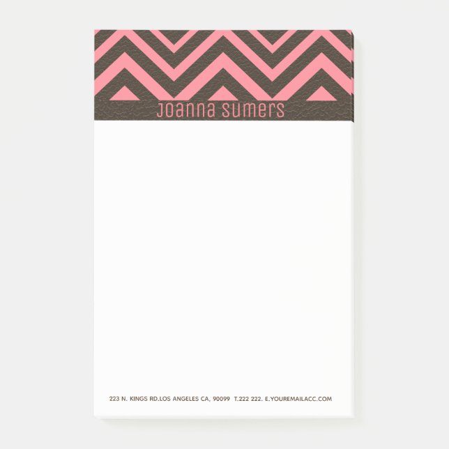 Post-it® Chevron Rose Et Cuir Brown (Devant)