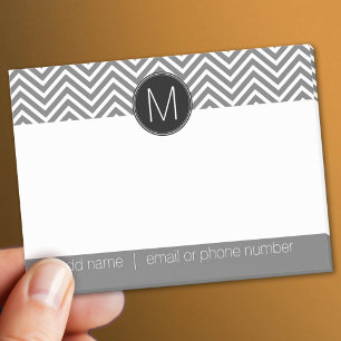 Post-it® Chevrons gris et noirs avec Monogramme personnalis