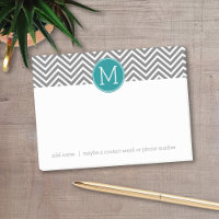 Chevrons Turquoise et Charbon Monogramme personnal