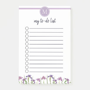 Post-it® Chic Aquarelle Iris Fleurs à faire Liste Monogramm