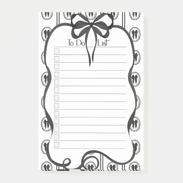 Post-it® Chic Black Bow To-Do List Large Notepad (Devant)