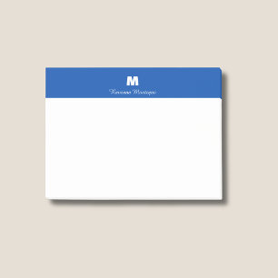 Post-it® Chic Bleu Cobalt Nom Personnalisé Lettre Monogramm
