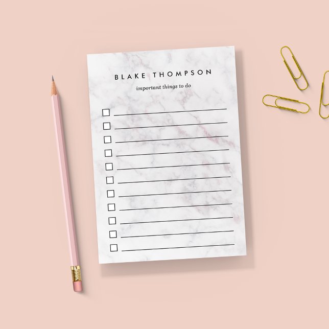 Post-it® Chic Blush & Gris Marbre Personnalisé À Faire List (Créateur téléchargé)