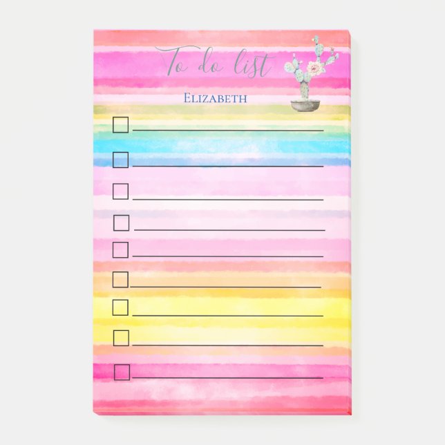 Post-it® Chic Cactus Aquarelle Tripreed To Do List (Devant)