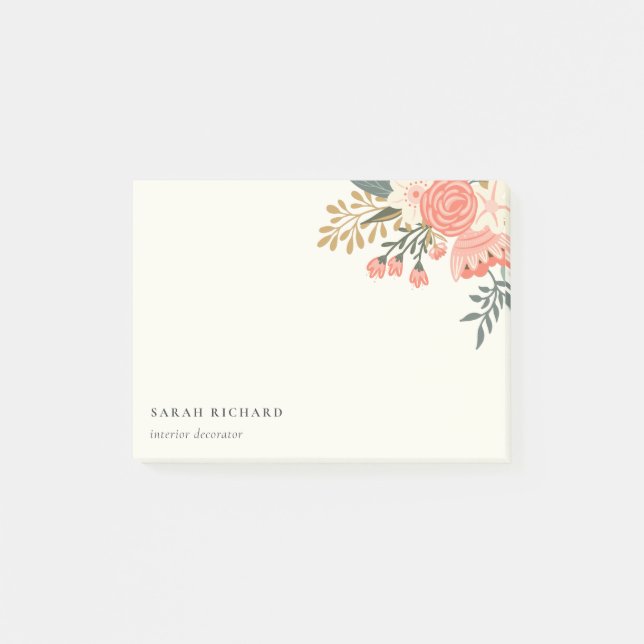 Post-it® Chic Elegant Orange Blush Green Ambrosia Floral (Devant)