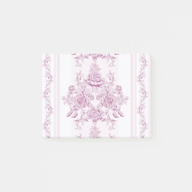 Post-it® chic français, rose, toile, floral, motif, victori (Devant)