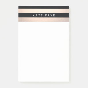 Post-it® Chic Modern Rose Gold and Black Striped
