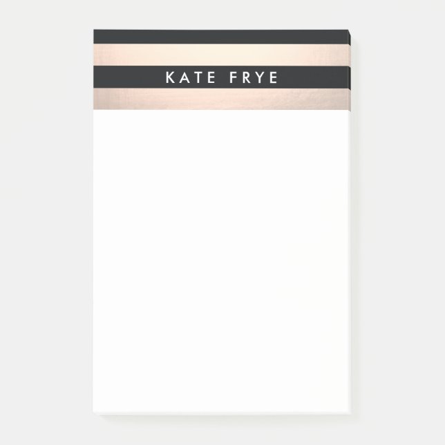 Post-it® Chic Modern Rose Gold and Black Striped (Devant)