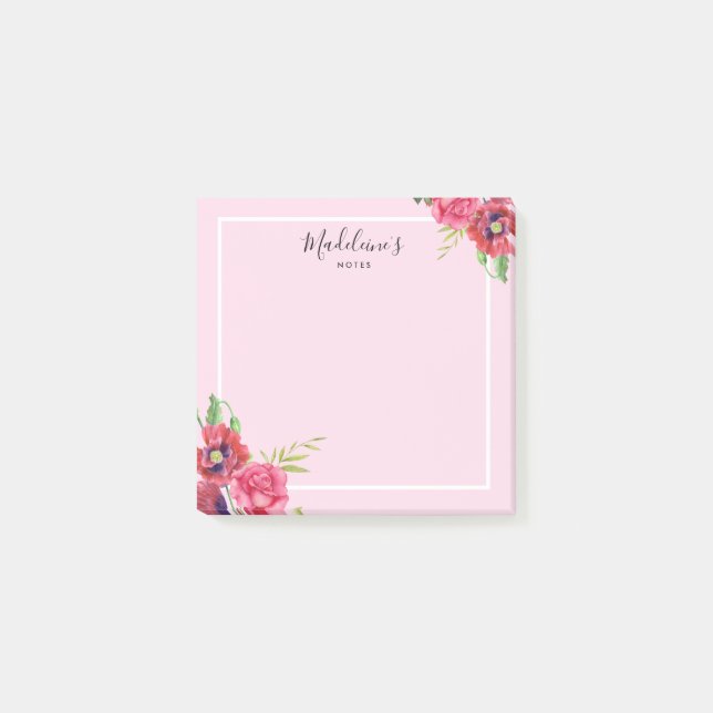 Post-it® Chic moderne Fleurs rouges et roses Arrière - plan (Devant)
