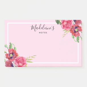 Post-it® Chic moderne Fleurs rouges et roses Arrière - plan