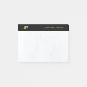 Post-it® Chic Monogramme Noir Marbre Or Simple Modèle