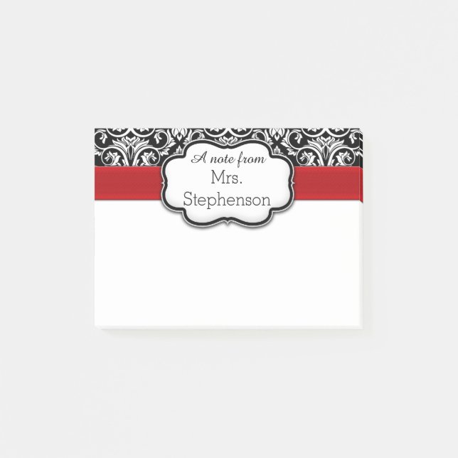 Post-it® Chic Noir/Blanc Damas Rouge Professeur de Ruban /  (Devant)