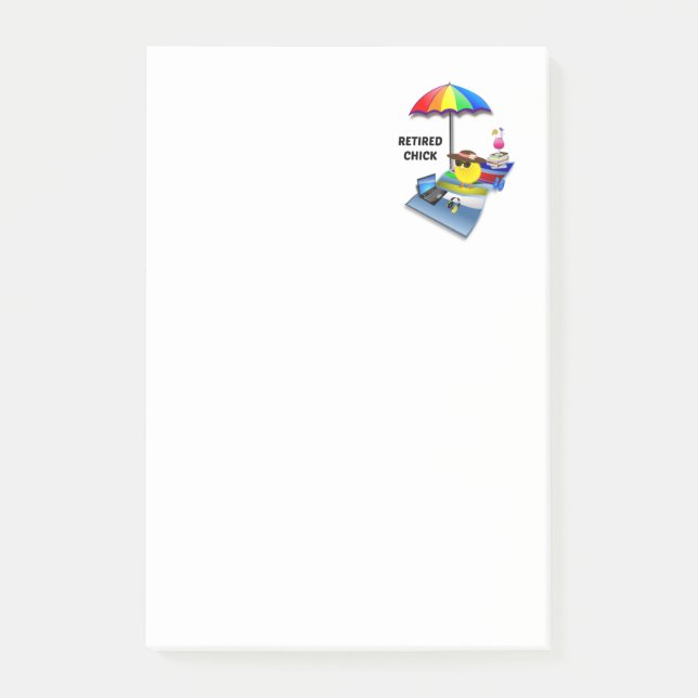 Post-it® Chick à la retraite, design populaire, (Devant)