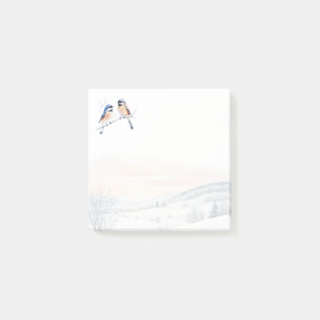 Post-it® Chickadee Bird in Winter Christmas (Devant)