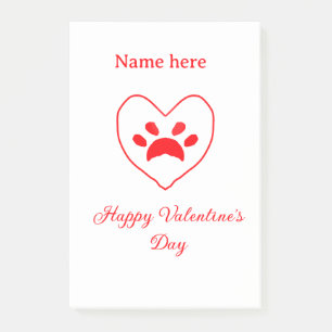 Post-it® Chien chat patte cœur rouge joyeux saint-valentin