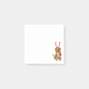 Post-it® Chien de caricature portant Antlers et Écharpe